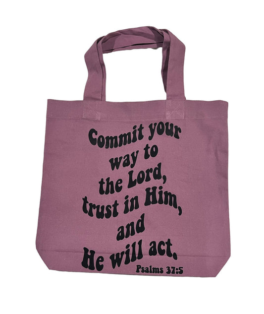 Tote Bag - Lavender and Black - Psalm 37:5