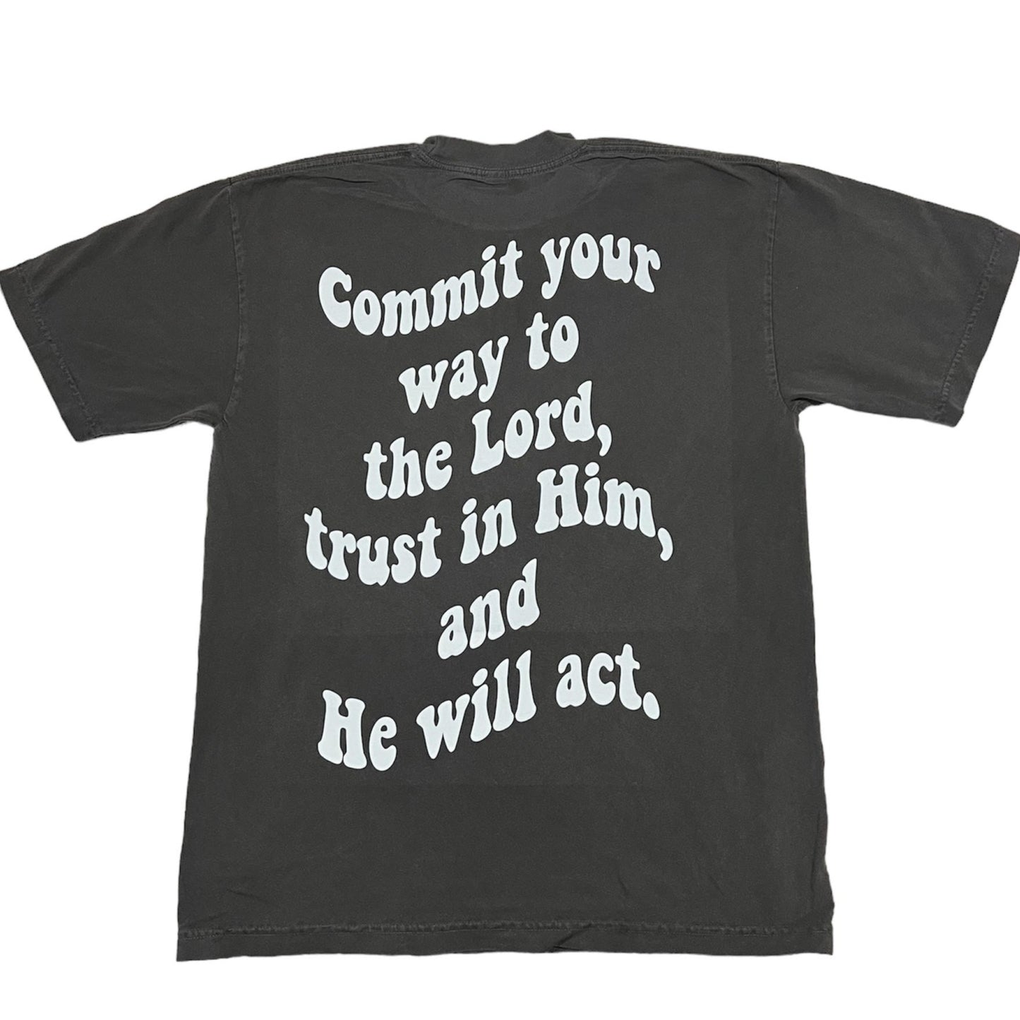 Psalm 37:5 Heavyweight T-shirt Vintage Black and White